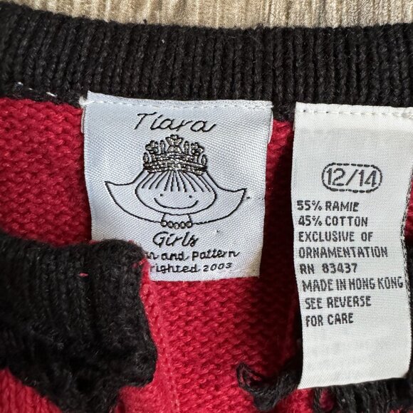 2/$18 SALE! Tiara Girls Holiday Reindeer Cardigan Sweater 12 Embroidered Beaded - Picture 6 of 7